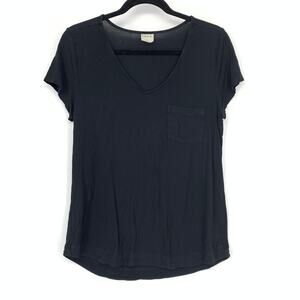 Soma V-Neck Short Sleeve Sleep Lounge T-Shirt Womens Size Small Black